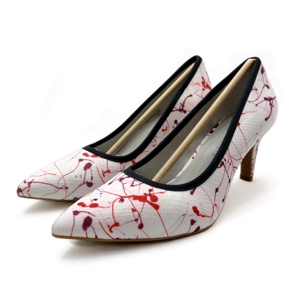 Lori Goldstein Yvonne Pointed Toe Heels Paint Splatter Print Size 9.5